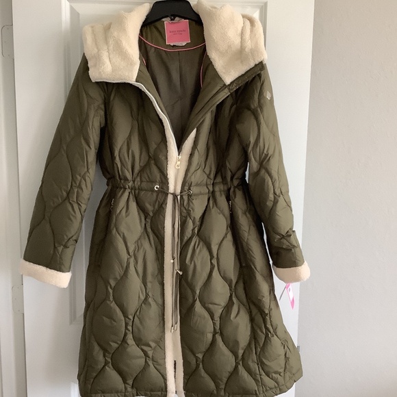 kate spade Jackets & Blazers - kate spade New York Faux Shearling Trim Down & Feather Fill Coat in Olive XL